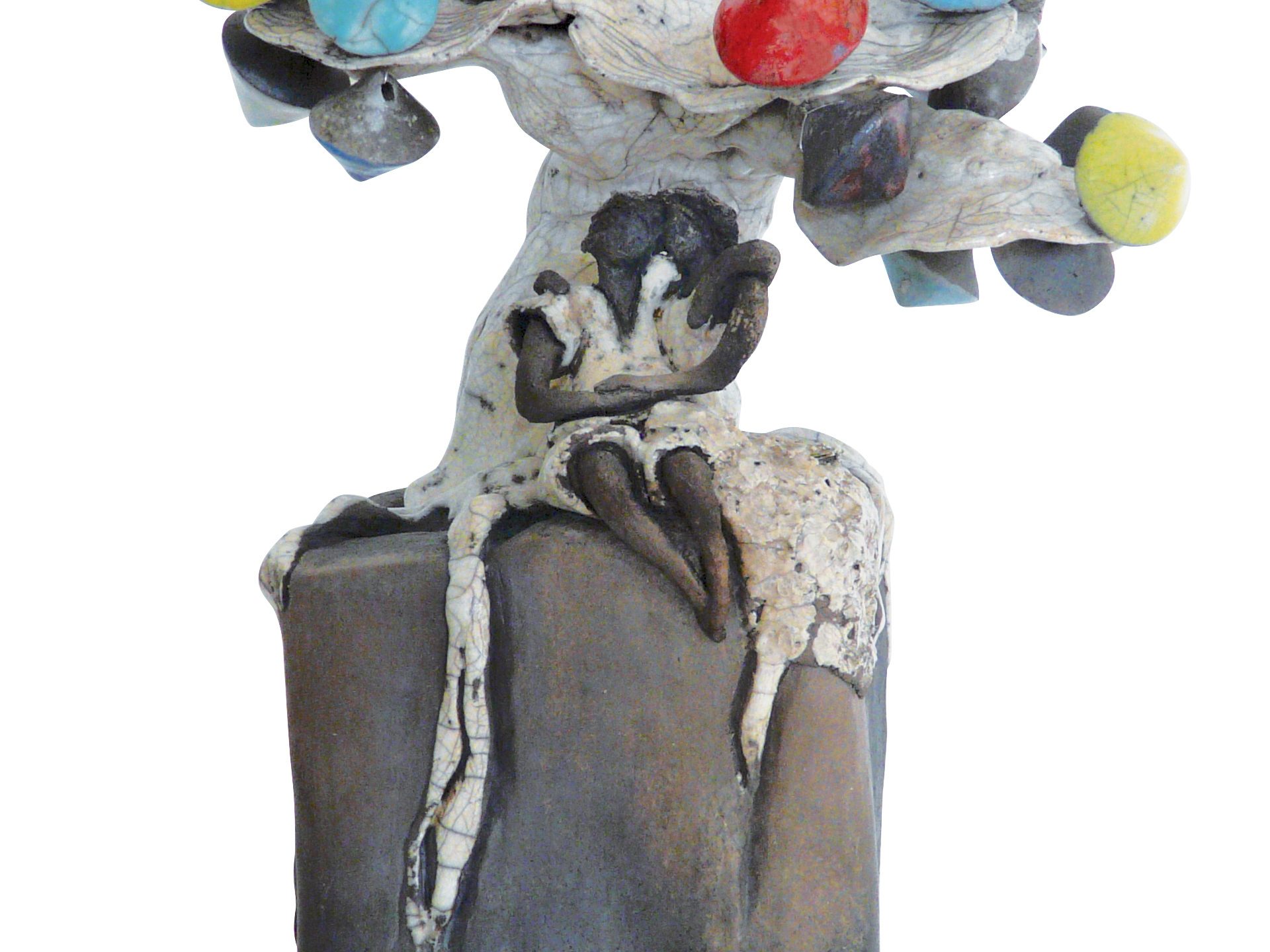 Rendez-vous sous le Culbutotier en fleurs - Grès - Raku - Sculptures céramique de Florence Lemiegre