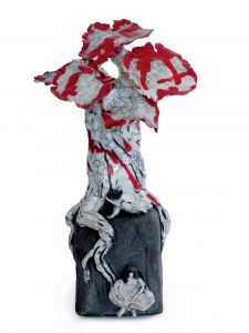 Tristesse infinie sous l’Ensanglanté - Grès - Raku - Sculptures céramique de Florence Lemiegre