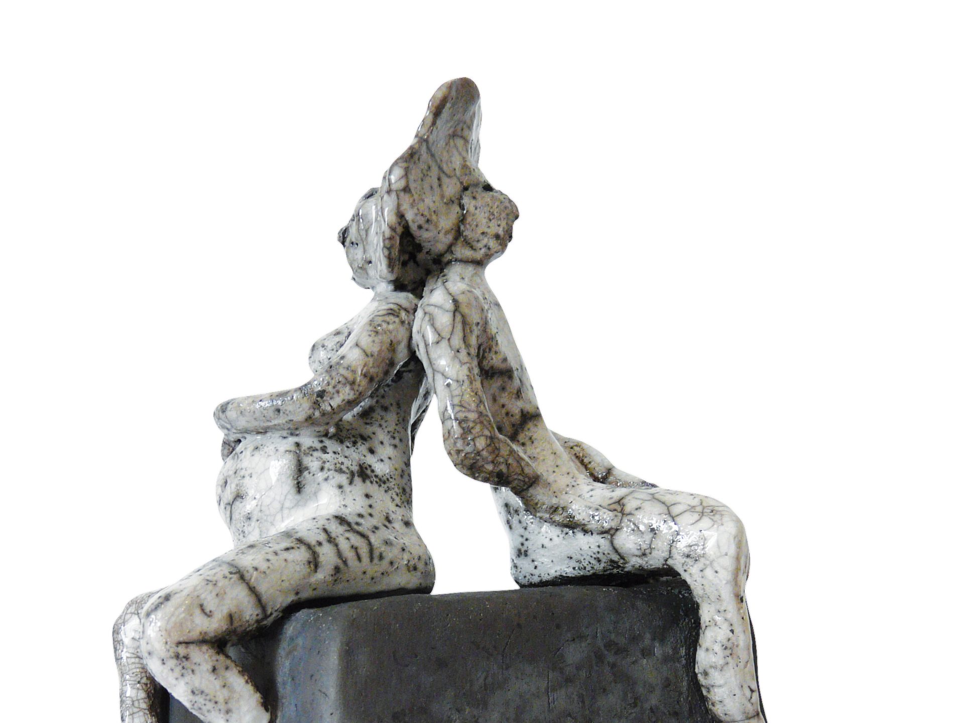 Hime et Tono, l’attente - Grès - Raku - Sculptures céramique de Florence Lemiegre