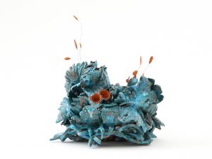 Noli me tangere “Pistils“ - Tiffany Blue - 2020 - Sculpture céramique contemporaine - Œuvre de Florence Lemiegre - Sculptrice céramiste