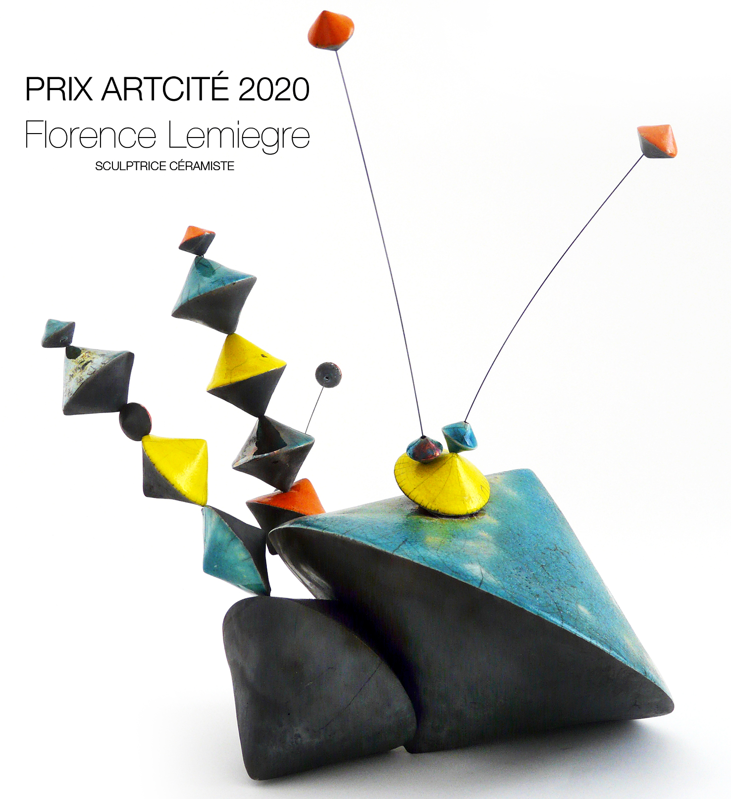 Prix Arcité 2020-Exposition "Instincts" Artcité 2020 à Fontenay-sous-Bois - "Culbutos Serendipity - Enjoy" - Sculpture céramique de Florence Lemiegre