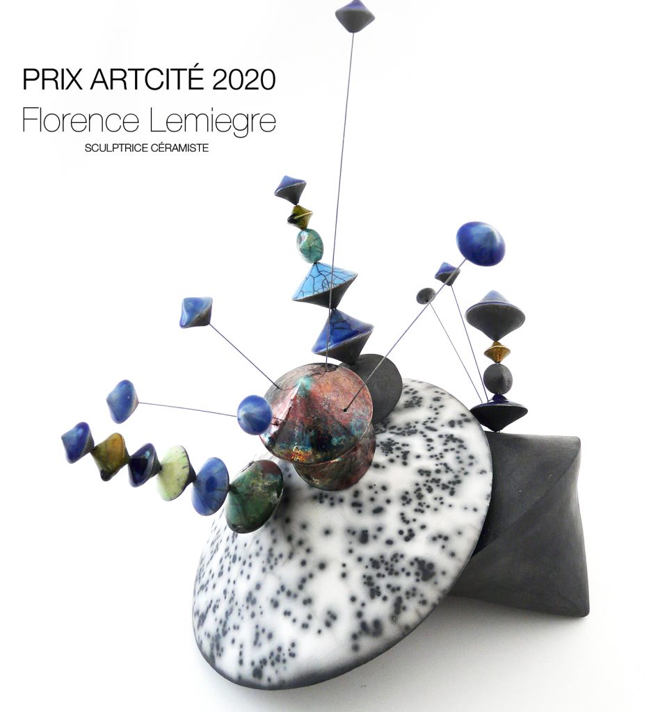 Prix Arcité 2020-Exposition "Instincts" Artcité 2020 à Fontenay-sous-Bois - "Culbutos Serendipity - Mystery bloom" - Sculpture céramique de Florence Lemiegre