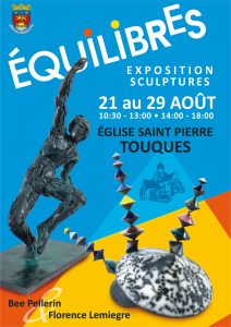 ÉGLISE SAINT PIERRE DE TOUQUES-HAUTE-NORMANDIE-EXPOSITION "ÉQUILIBRES"-TOUQUES-DU 21 AU 29 AOÛT-FLORENCE LEMIEGRE -SCULPTURE CÉRAMIQUE- ÉQUILIBRES-