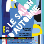 Affiche du salon d'Automne de Paris 2024, signée David Labrousse, 120 ème édition. 120 ans du Salon d'Automne, Culbutos Serendipity “Snow Bloom“ - 2023 - Œuvre de Florence Lemiegre