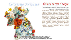 Exposition céramique Olympiques paris 2024 , programmation culturelle JO 2024 , galerie Terres d'Aligres, étoile olympique, création de Florence Lemiegre, Natation artistique, JO 2024