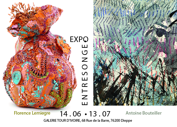 Flyer exposition "Entresonge", Florence Lemiegre, sculptrice céramiste