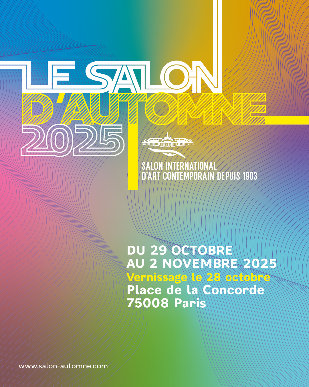 Affiche du Salon d'Automne de Paris 2025, 122 ème édition, Florence Lemiegre, Place de la Concorde, Paris 8, Année de la mer, unoc 2025