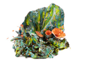 Noli me tangere Pistils “Pistils Veridis“, sculpture céramique, création de Florence Lemiegre, Faïence - Terre rouge Normande - 2025, protection des océans, biodiversité, fonds marins, vibration, un langage des mers, vibrations, oscillation, mouvements, protection des mers, faïence rouge de Normandie,